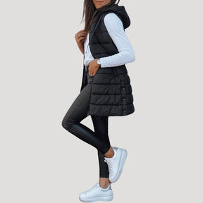 Women's Hooded Quilted Vest | Martina in Brown - Juana Fashion