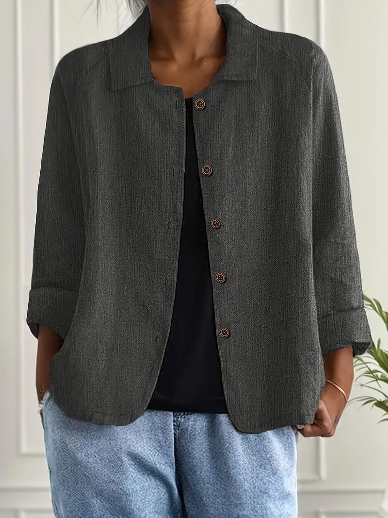 Women's Lightweight Button-Front Jacket | Hanna in Khaki - Juana Fashion