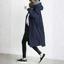 Women's Long Button-Front City Coat | Edith in Beige - Juana Fashion