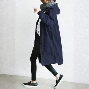 Women's Long Button-Front City Coat | Edith in Beige - Juana Fashion