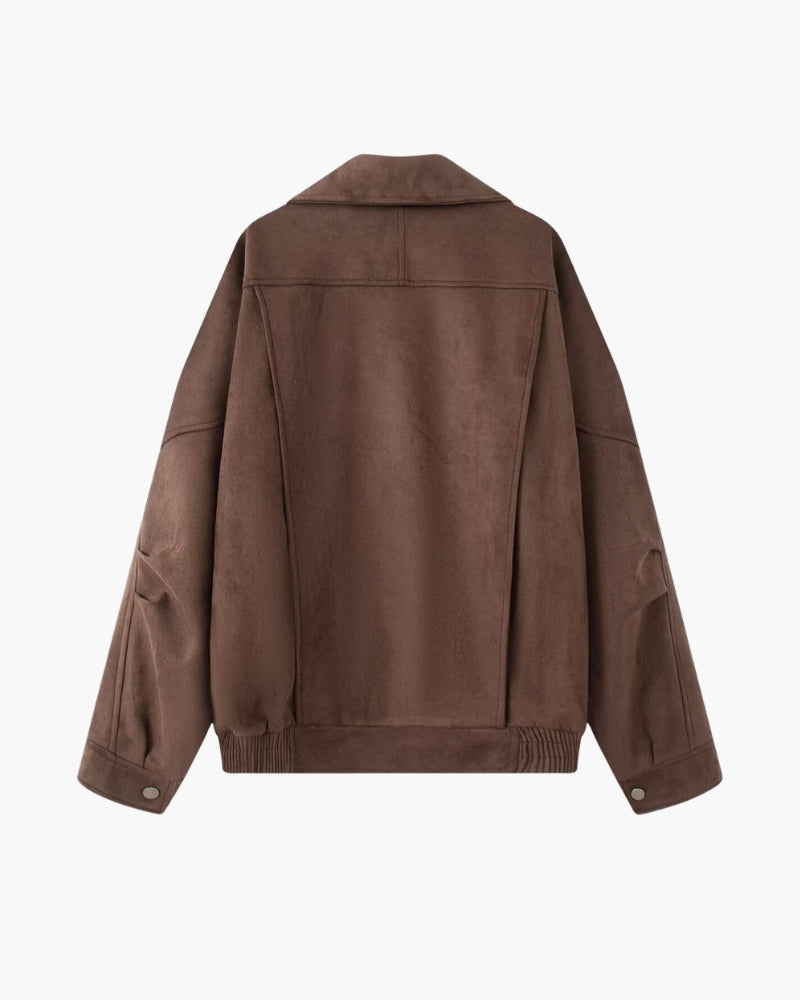 Women's Relaxed Suede-Look Jacket | Vintage in Beige - Juana Fashion