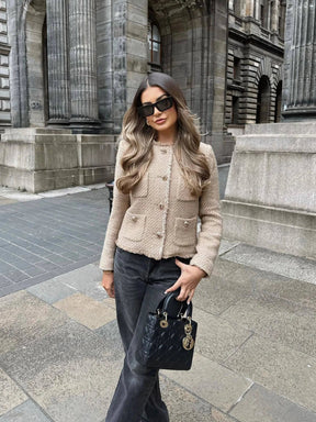 Women's Button-Front Tweed Jacket | Yvonne - Juana Fashion