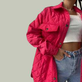 Women's Button Detail Puffer Jacket — View 3
