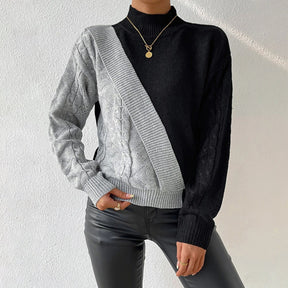 Women's Patchwork Turtleneck Sweater — View 1