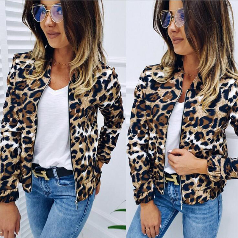 Women's Animal Print Bomber Jacket — View 5