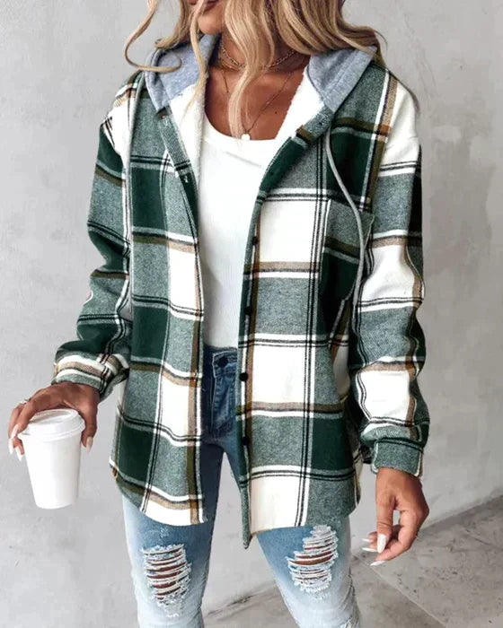 Women's Plaid Hooded Jacket — View 1