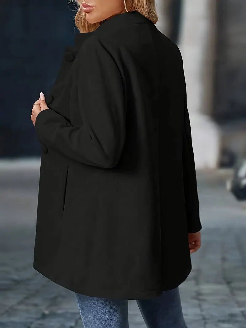 Women's Button-Front Winter Coat | Sofia in Black - Juana Fashion