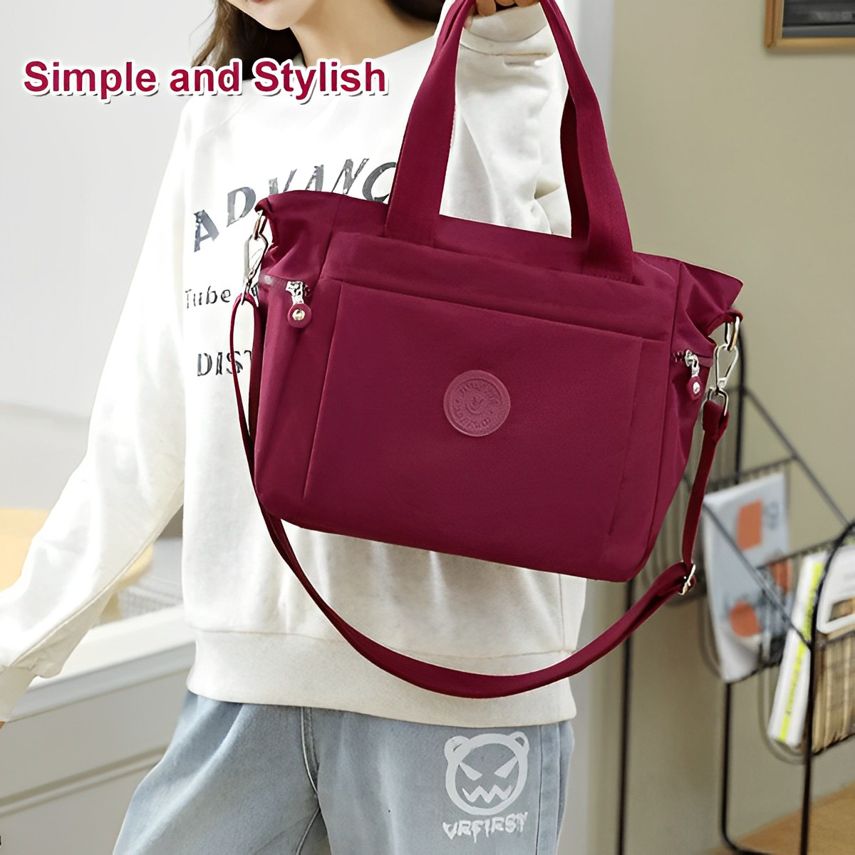 Women's Seven Compartment Shoulder Tote Bag by Juana Fashion
