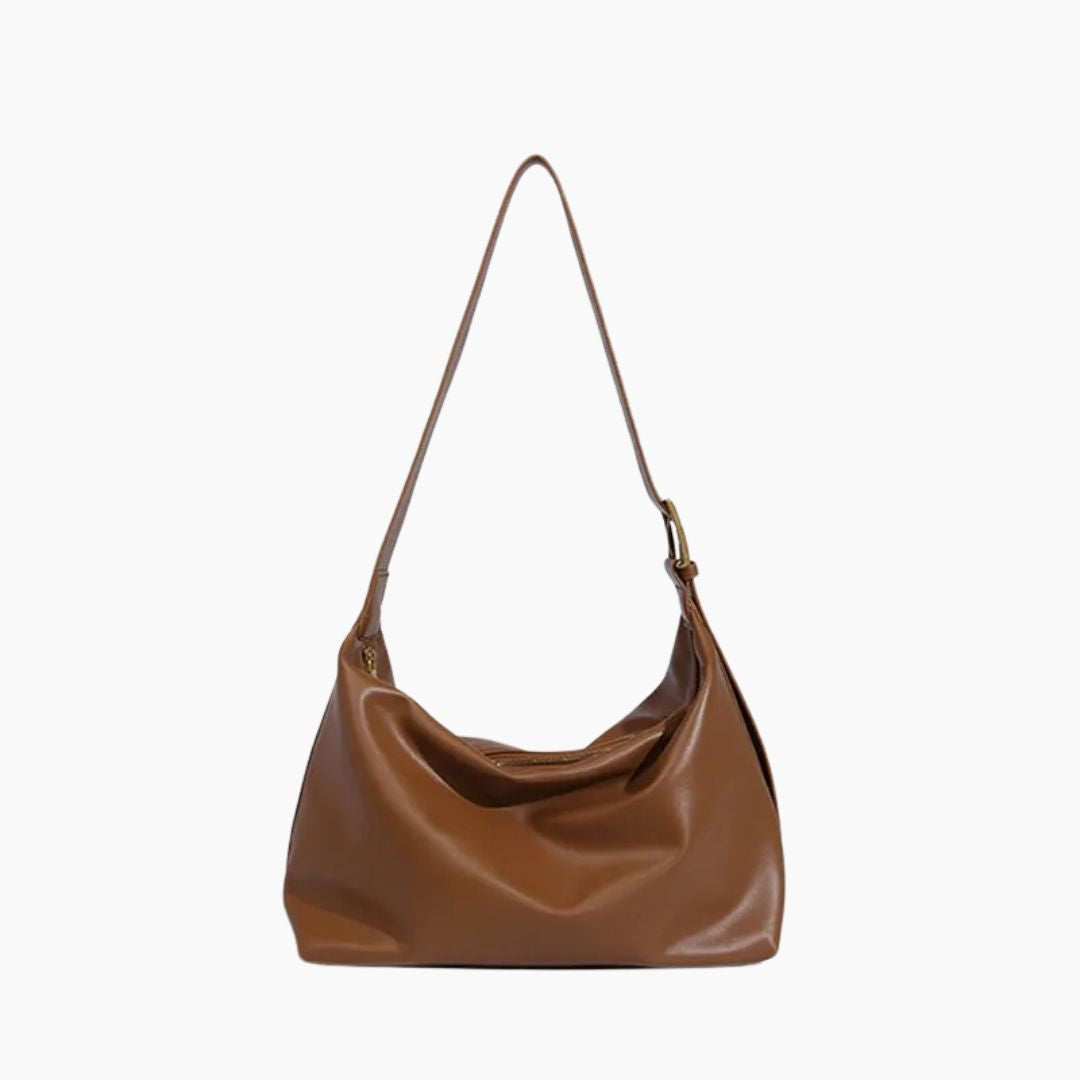 Women's Faux Leather Hobo Shoulder Bag in Camel Brown by Juana Fashion