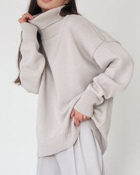 Women's Wool Blend Oversized Turtleneck Sweater — View 4