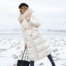 Women's Belted Hooded Quilted Coat | Karin in Black - Juana Fashion