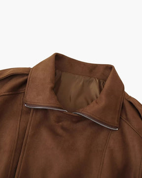 Women's Relaxed Suede-Look Jacket | Vintage in Beige - Juana Fashion