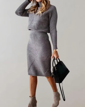 Women's Two Piece Fitted Ribbed Knit Set — View 3