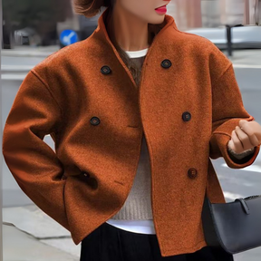 Women's Stand-Collar Coat | Bini in Khaki - Juana Fashion