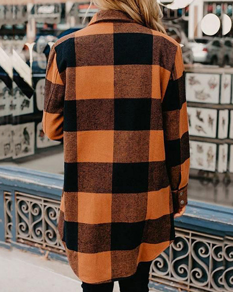 Women's Plaid Midi Longline Coat — View 2