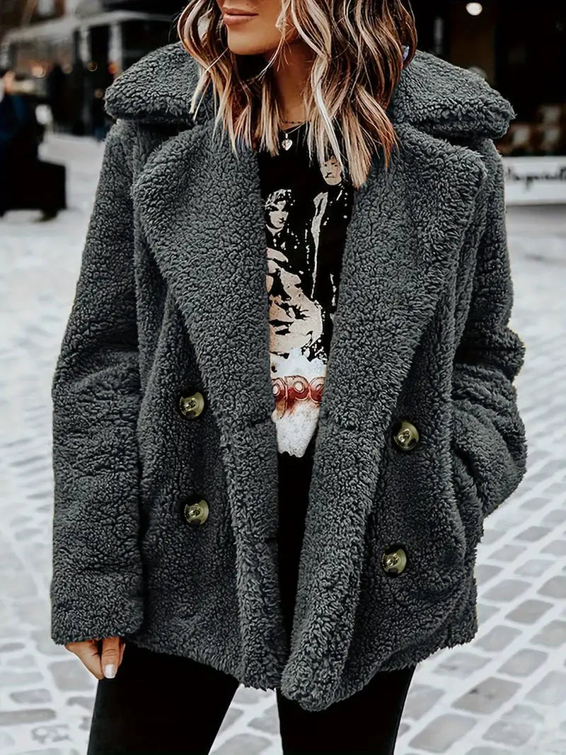Women's Double Breasted Teddy Jacket — View 22