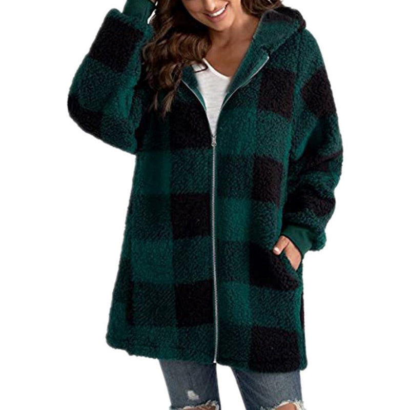 Women's Plaid Hooded Coat — View 5