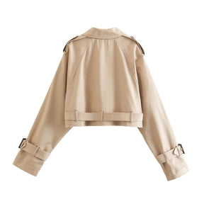 Women's Short Belted Trench Coat | Karla in Khaki - Juana Fashion