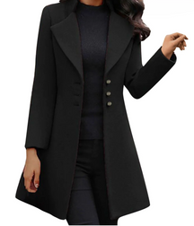 Women's Wool Long Sleeve Coat — View 1