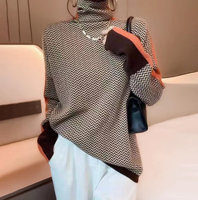 Women's Colorblock Turtleneck Sweater — View 9