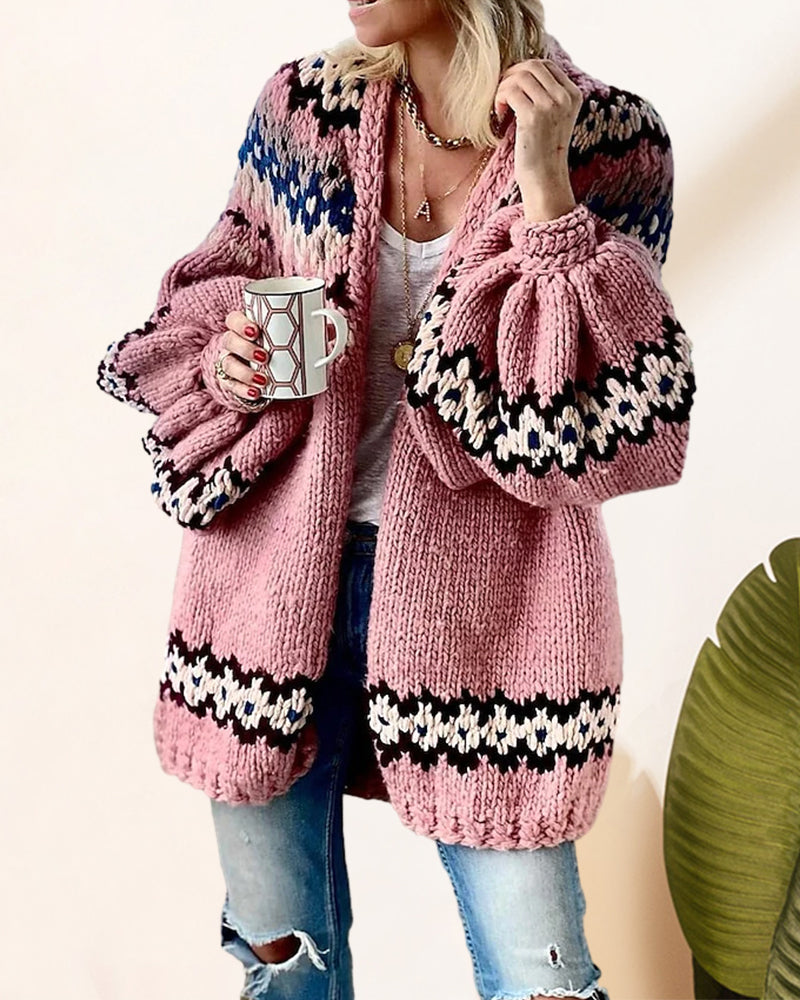 Women's Ribbed Lantern Sleeve Cardigan — View 1