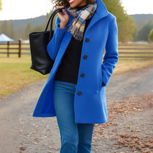 Women's Classic Button-Front Winter Coat | Helga in Purple - Juana Fashion