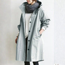 Women's Long Button-Front City Coat | Edith in Beige - Juana Fashion