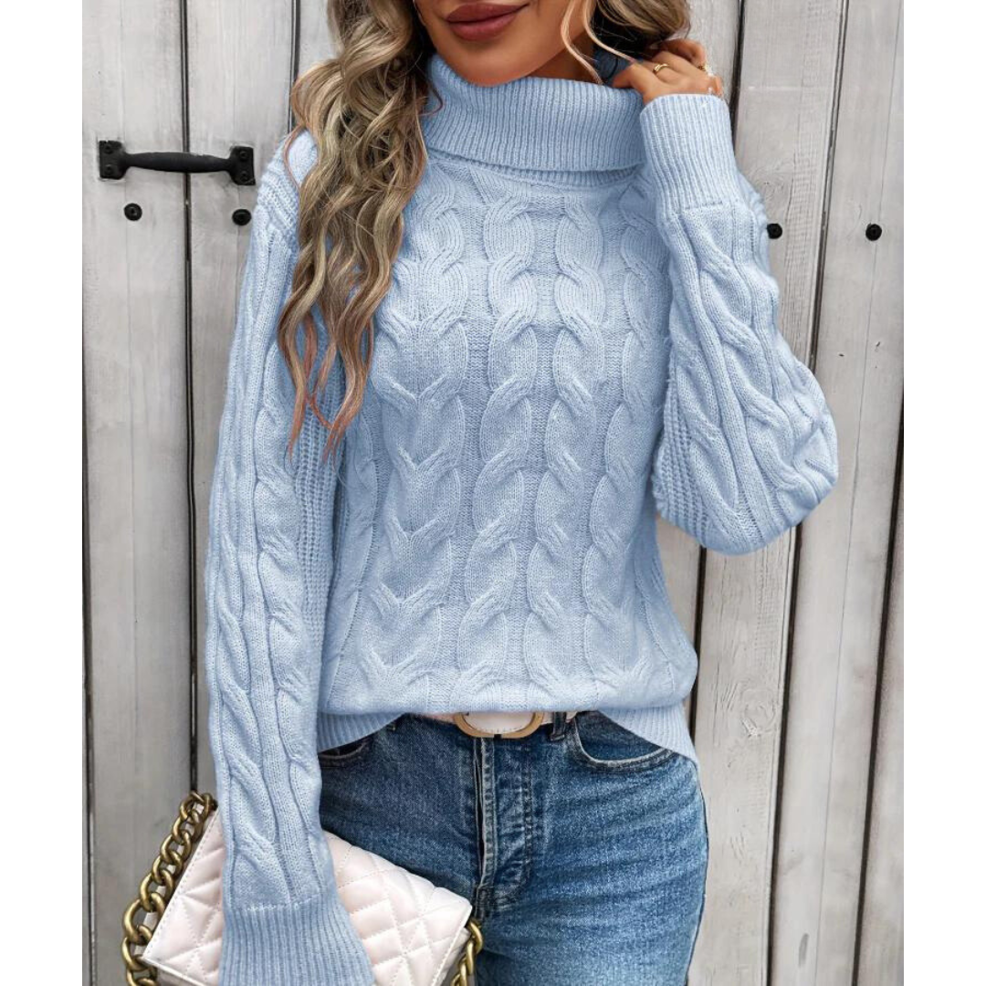 Women's Cable Knit Turtleneck Sweater — View 13