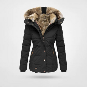 Women's Long Insulated Hooded Jacket | Jasmin in Black - Juana Fashion