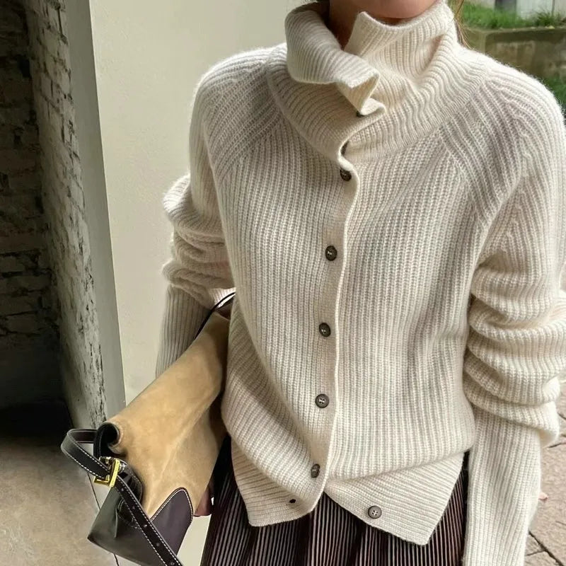 Women's Button Detail Turtleneck Sweater — View 7