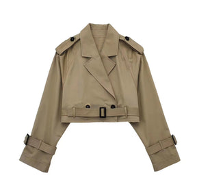 Women's Short Belted Trench Coat | Karla in Beige - Juana Fashion