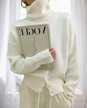 Women's Button Detail Turtleneck Sweater — View 2