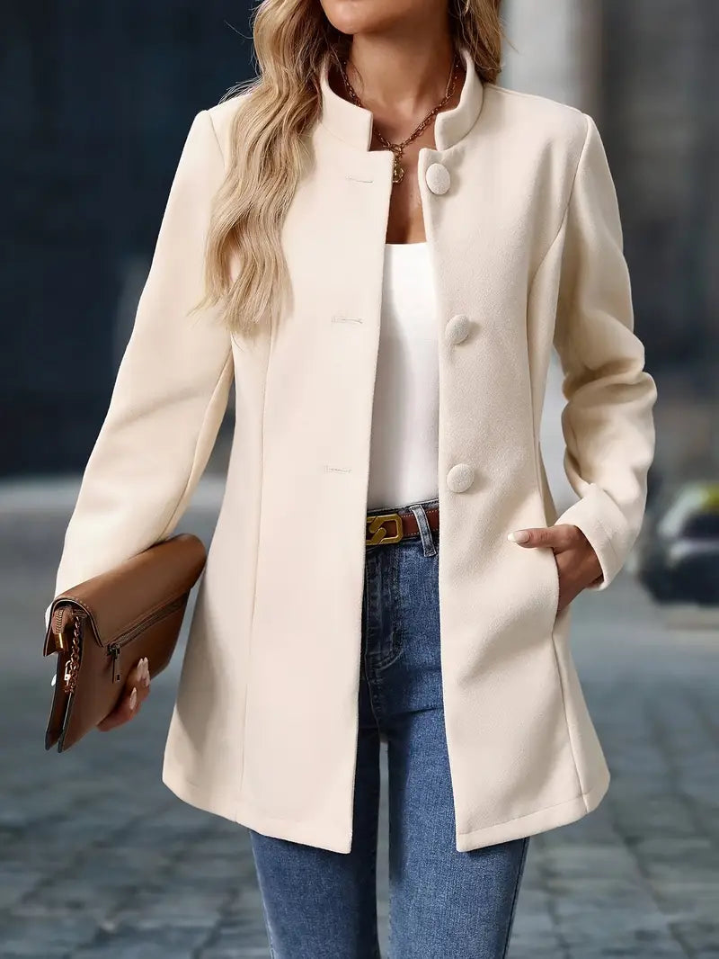 Women's Button-Front Winter Coat | Sofia in Cream - Juana Fashion