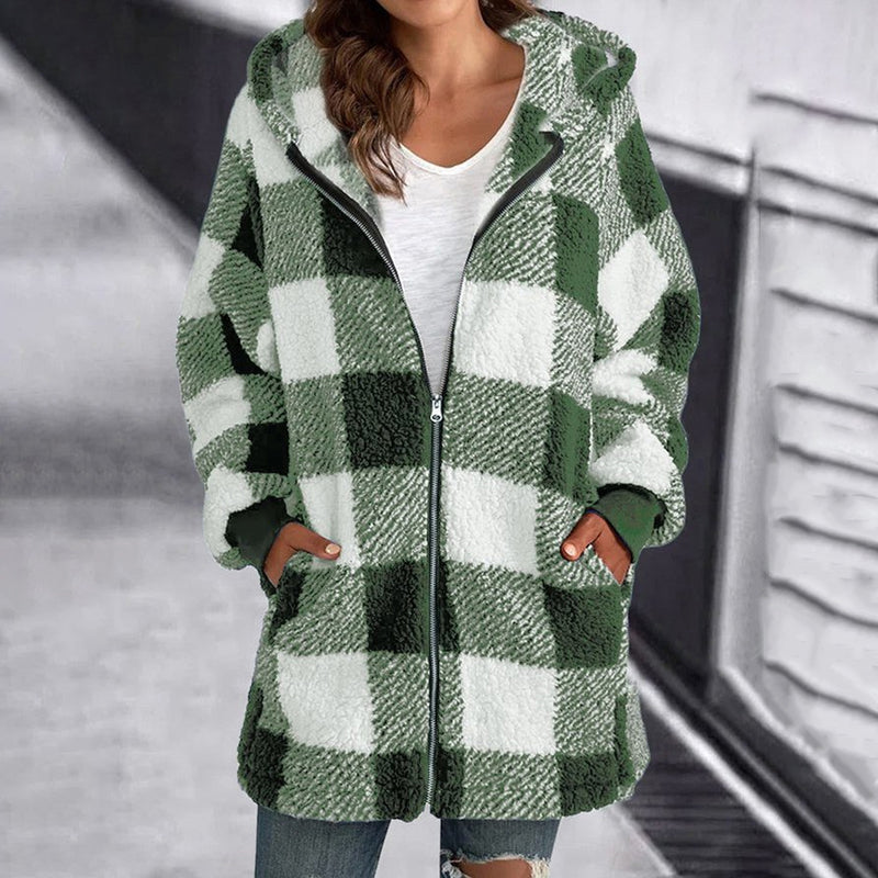 Women's Plaid Hooded Coat — View 3