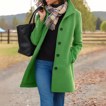 Women's Classic Button-Front Winter Coat | Helga in Purple - Juana Fashion