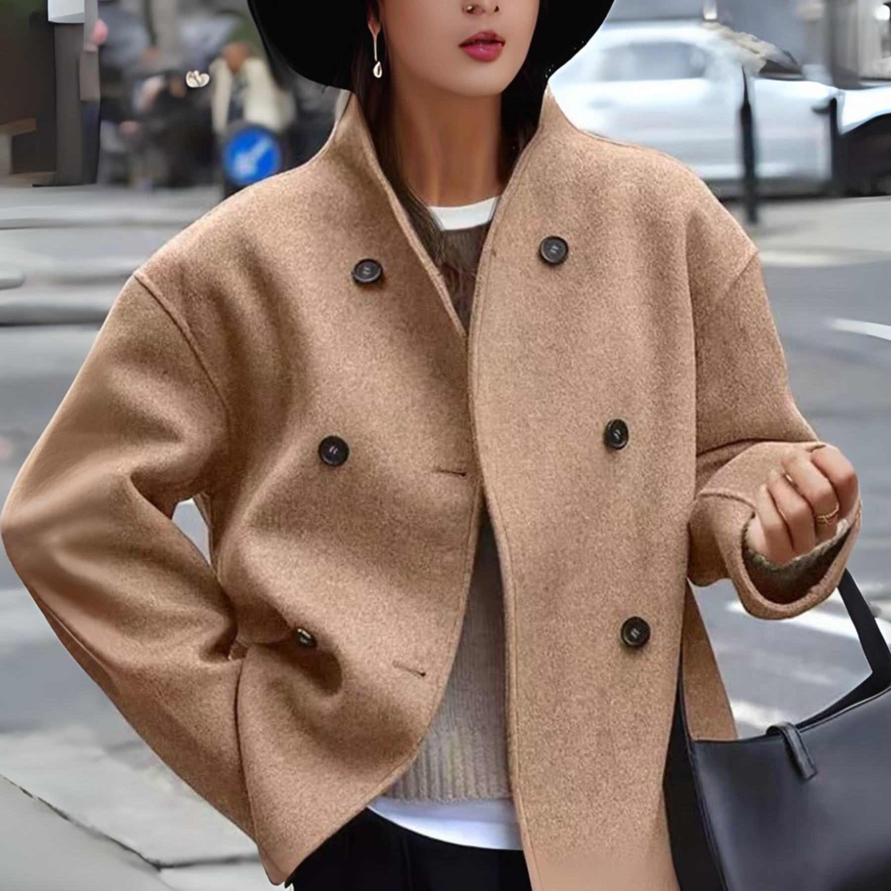 Women's Stand-Collar Coat | Bini in Gray - Juana Fashion