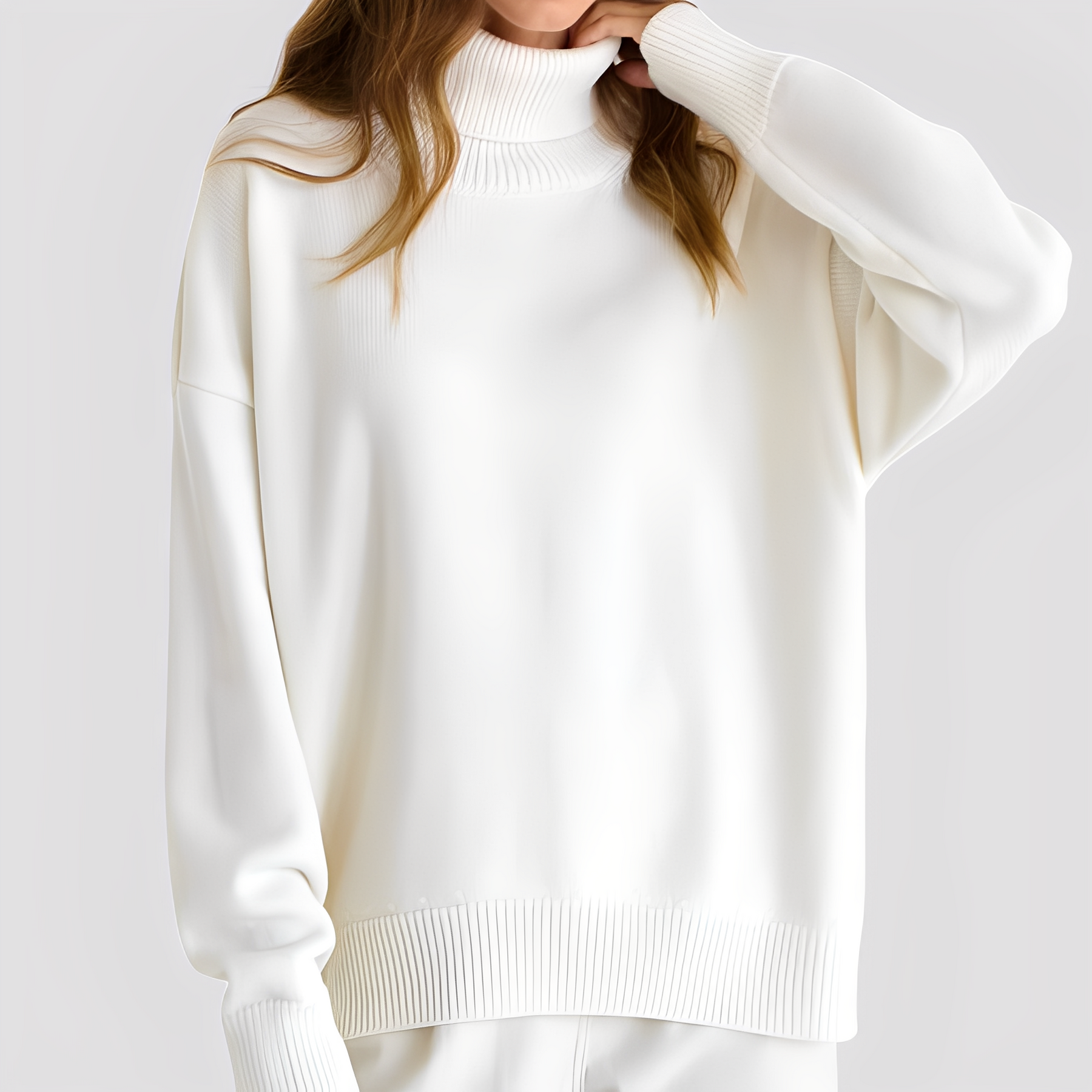 Women's Oversized Plus Size Turtleneck Sweater — View 4