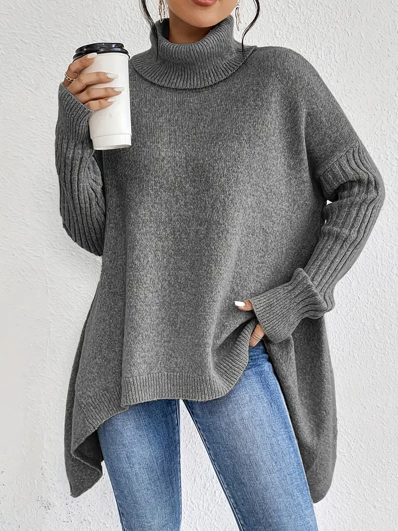 Women's Ribbed Longline Turtleneck Sweater — View 11