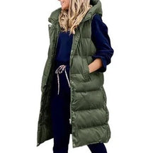 Women's Single Breasted Hooded Longline Vest — View 3