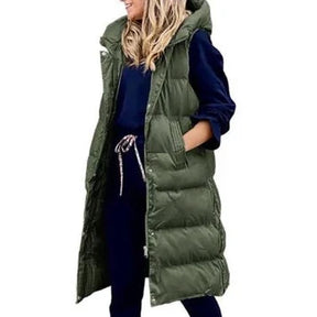 Women's Single Breasted Hooded Longline Vest — View 3