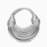 Women's Knot Handle Statement Handbag in Silver by Juana Fashion