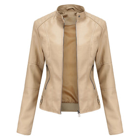 Women's Faux Leather Zip-Up Biker Jacket | Kirsten in Black - Juana Fashion