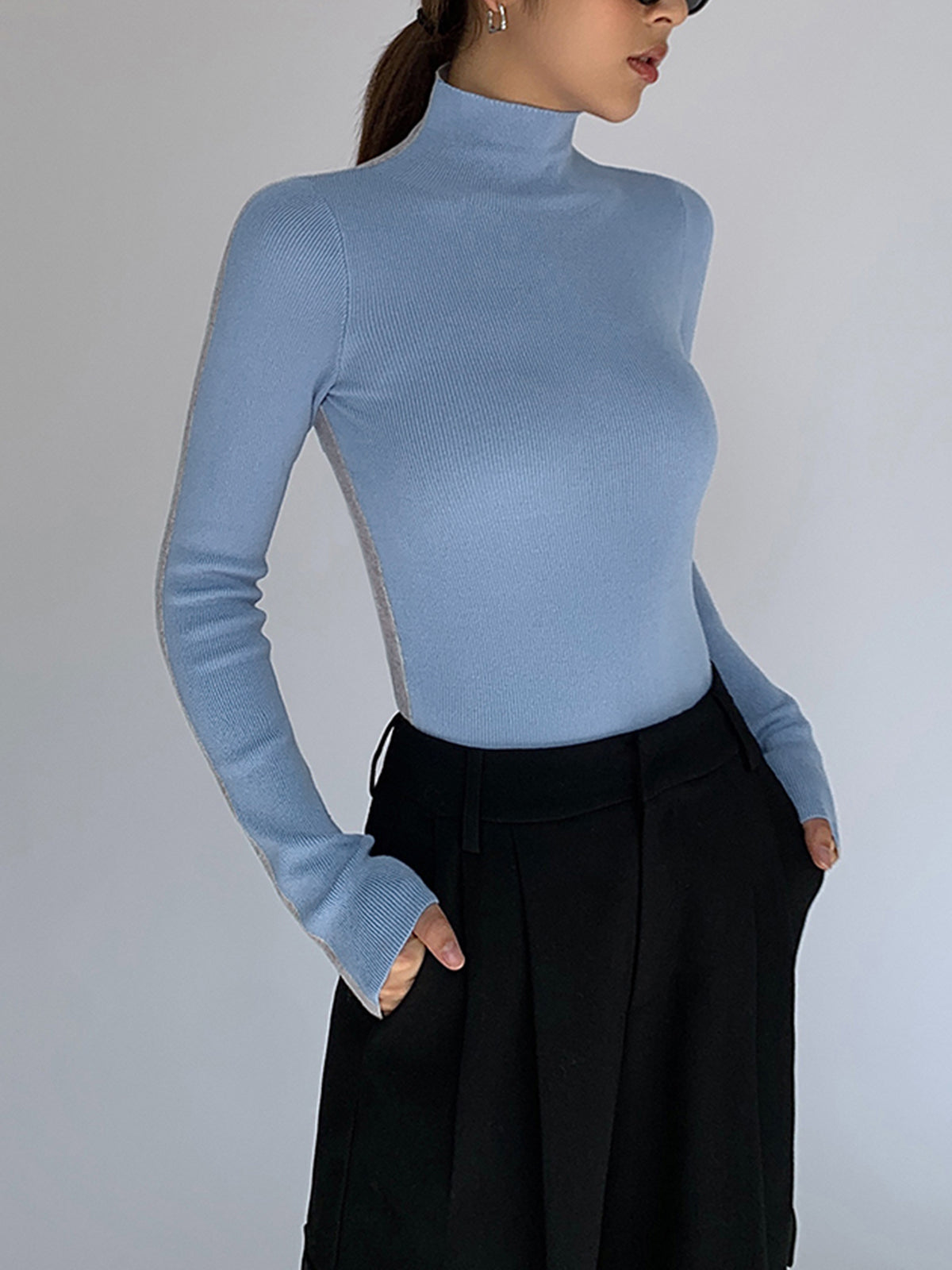 Women's Long Sleeve Turtleneck Sweater — View 17