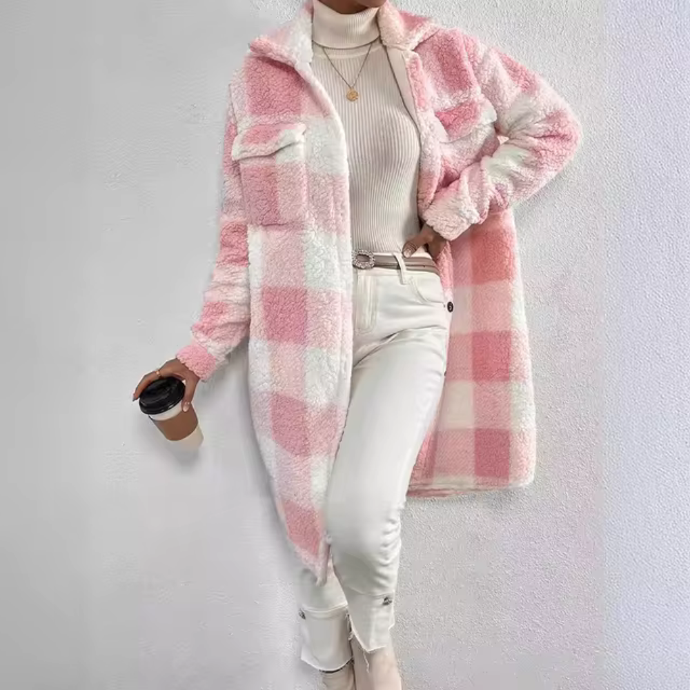 Women's Plaid Longline Coat — View 3