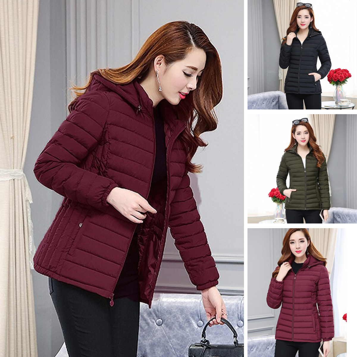 Women's Hooded Puffer Jacket — View 1