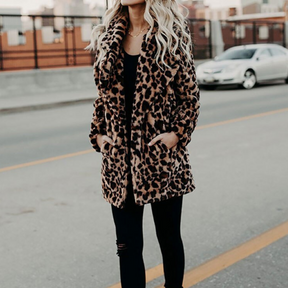 Women's Leopard Print Teddy Jacket — View 2