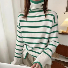 Women's Striped Turtleneck Sweater — View 5