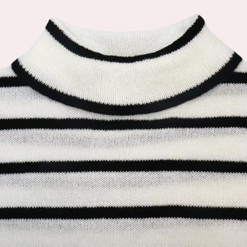 Women's Striped Turtleneck Sweater — View 3