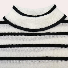 Women's Striped Turtleneck Sweater — View 3