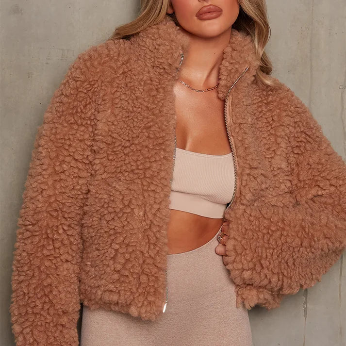 Women's Zip Front Teddy Jacket — View 1